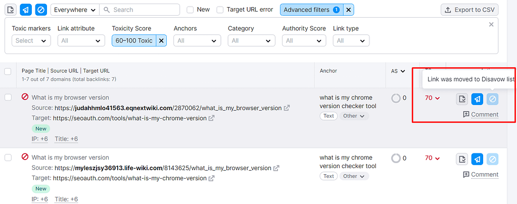 disavow tool by semrush