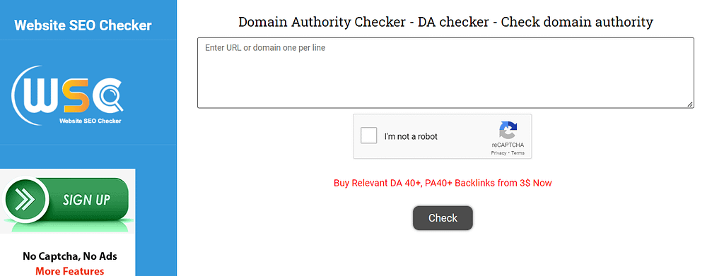 Website SEO Checker Domain authority checker tool